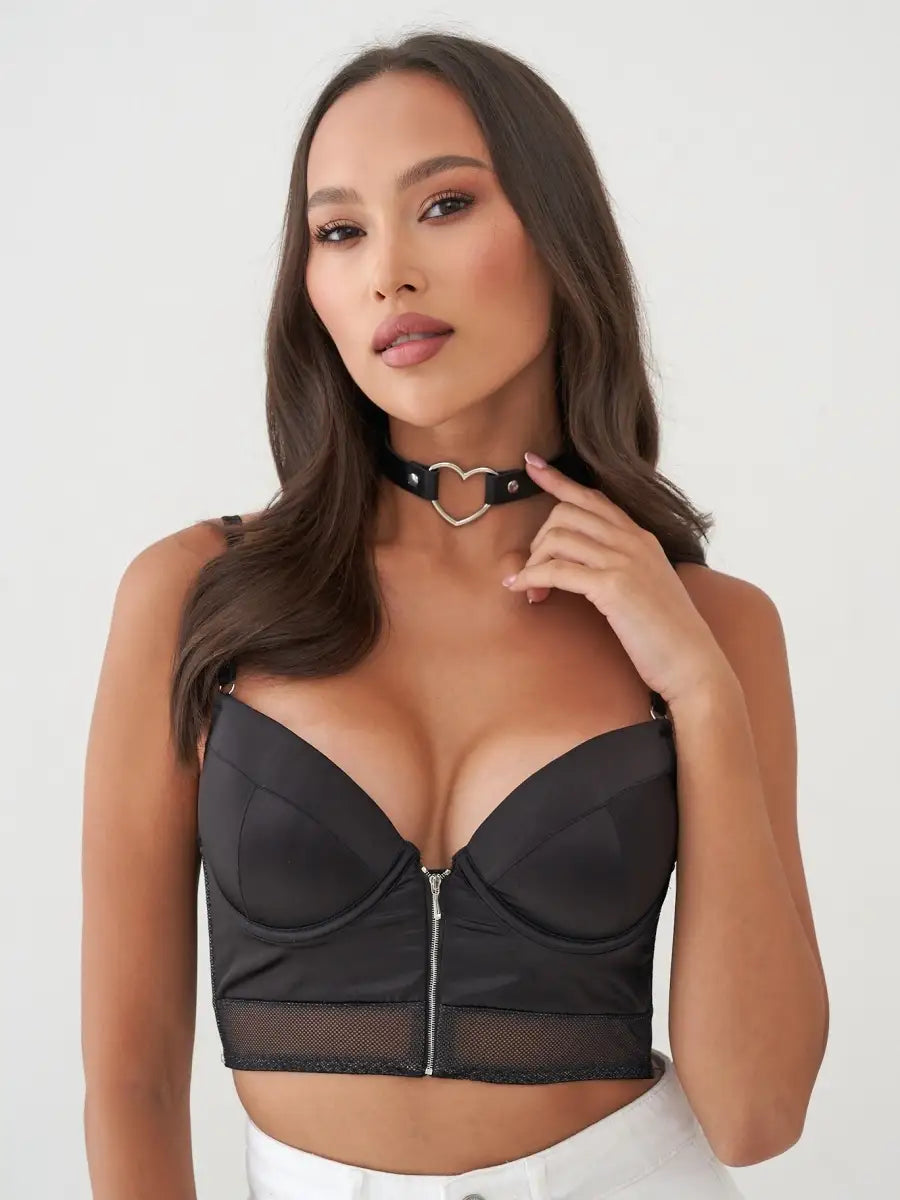 Luna | Heart Choker Collar | Black