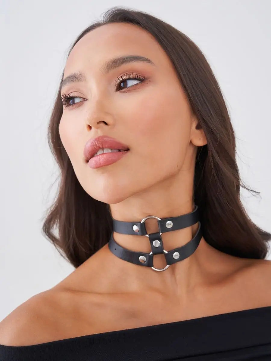 Nova | Doppelring Choker | Schwarz
