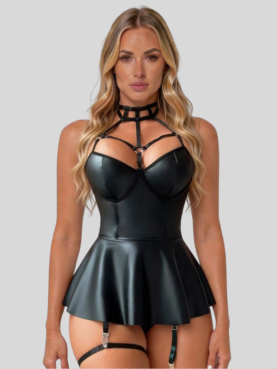 Body in vernice con gonna